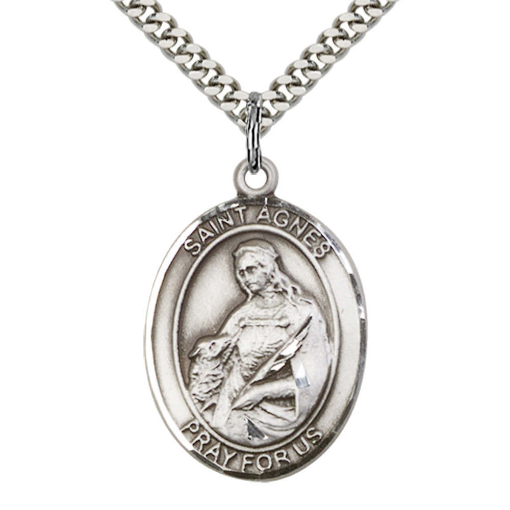 Saint Agnes of Rome Sterling Silver Medal - Picture 1 of 1